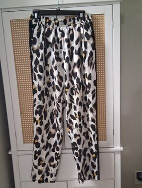 Leopard Print Track Joggers in White and Black